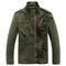 Plus Size Military Epaulets Outdoor Stand Collar Casual Cotton Jacket for Men - Army Green