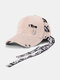 Unisex Cotton Solid Color Metal Pendant Letters Bandage Decoration All-match Baseball Caps - Pink 1