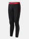 Men Cotton Heated Thermal Underwear Breathable Skinny Contrast Color Long Johns - Black