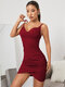 Solid Backless Adjustable Strap Off The Shoulder Sexy Dress - Wine Red