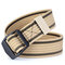 Mens Long Weave Canvas Elasticity Belt Outdoor Slider Buckle Durable Adjustable Ring Belt - Khaki