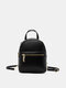 Women Faux Leather Fashion Simple Mini Large Capacity Multifunction Backpack Shoulder Bag - Black