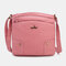 Women Soft Leather Three-Layer Waterproof Crossbody Bag - Pink