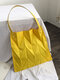 المرأة قماش عارضة الصلبة Fold حقيبة الكتف حقيبة يد - الأصفر