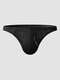 Mens Modal Seamless Low Waist Sexy Underwears Comfy Breathable Thin Briefs - Black