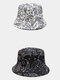 Unisex Cotton Double-sided Paisley Print Trendy Outdoor Sunshade Foldable Bucket Hats - Black&white
