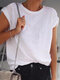 Solid Color Casual T-shirt Short Sleeve Summer Shirt - White