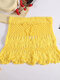 Solid Knitted Crochet Hollow Beach Cover-up Mini Skirt - Yellow