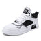 Men Brief Breathable Patchwork Non-slip Lace Up Casual Skate Shoes - White&Black