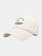 Unisex Polyester Cotton Solid Color Letter Fish Embroidery Simple Sunshade Baseball Cap - White
