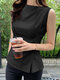 Solid Sleeveless Cowl Neck Tank Top For Women - Black