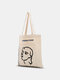 Women White Canvas Figure Pattern Print Shoulder Bag Handbag Tote - Closure Type （Open）