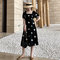 Polka Dot Retro Mid-length Chiffon Dress - Black