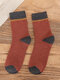 5 Pairs Men Cotton Blended Thickened Color-match Fashion Breathable Warmth Socks - Brick Red