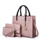 Women Vintage 3PCS Handbag Shoulder Bag Card Holder Clutch Bags - Pink