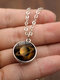 Trendy Personality Universe Planet Time Gem Double Sided Glass Ball Pendant Alloy Chain Necklace - Saturn