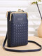 Faux Leather Zipper Buckle Design Crossbody Bag Embossed Woven Wrapper Pattern Multi-Pocket Clutch Bag Card Bag Phone Bag Coin Purse - Dark Blue