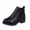 Pure Color Square Heel Ankle Slip On Zipper Casual Boots - Black