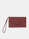 Women Artificial Leather Casual RFID Passport Bag Multi-functional Tri-fold ID Wallet - Coffee