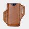 Men Genuine Leather EDC Solid 6.3 Inch Phone Holder Waist Belt Bag - Brown