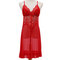 Perspective Sexy Pajamas Lace Straps Nightdress - Red