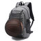Outdoor Travel Canvas Backpack 17'' Laptop Bag Basketball Bag With USB Socket - Grey