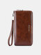 JOSEKO Women Genuine Leather RFID Antimagnetic Wallet Multiple-card Slots Large-capacity Multifunctional Zipper Clutch Bag - Brown