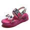 Sports Wind Sandals Female Season New Muffin Thick-bottom Rhinestone Fashion Transparent Open Toe Shoes - Rose Red