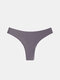 Women Solid Color Seamless Ice Silk Comfortable Low Waist Thongs Panty - Grey