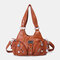 Women Vintage Multi-pocket Hardware Anti-theft Crossbody Bag Shoulder Bag - Brown