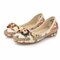 Bowknot Button Flower Small Wooden Decoration Slip On Flat Loafers - #05