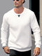 Mens Solid Texture Crew Neck Casual Pullover Sweatshirts - White