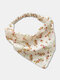 Women Country Style Floral Pattern Elastic Band Triangle Wrap Headscarf Headband - White
