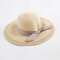 Woman Solid Color Cotton With Linen Bow Travel Holiday Sun Seaside Hat - Yellow