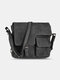 Men Vintage Faux Leather Multifunction Anti-theft Multi-pocket Crossbody Bag Shoulder Bag - Black