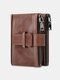 Men Retro Soft Leather RFID Anti-Magnetic 16 Card Slot Card Case Bifold Short Double Layer Zipper Coin Purse Wallet - Coffee