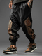 Pantalon ample à motif ethnique Vintage pour hommes, Patchwork, cordon de serrage, taille, hiver - Noir