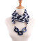 Bohemian Printed Slub Cotton Multi-layer Necklace Handmade Beaded Chain Women Scarf Shawl Necklace - Blue