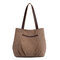 Women Canvas Solid Tote Bags Leisure Handbags Casual Shoulder Bags - Coffee