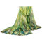 180CM Women Voile Coral Flower Printing Scarf Casual Long Size Warm Soft Shawls - Light Green