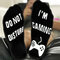 Socks With Letters Playing Games Pattern - Black