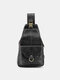 Menico Men Faux Leather Multi Compartment Vintage Casual Outdoor Chest Bag Shoulder Bag - Black