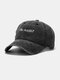 Unisex Washed Cotton Solid Color Letter Embroidery Sunshade Simple Baseball Cap - Black