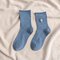 Curling Tube Socks Ladies Cartoon Embroidery Cat Stockings Cotton Solid Color Sports Socks - Light Blue