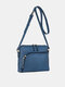 JOSEKO Women's PU Casual Simple Messenger Bag Large Capacity Handbag - Blue
