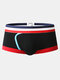 Mens Cotton Cozy Side Striped Boxer Briefs Breathable Seamless Underwears - Black
