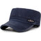 Men Simple Washed Cotton Flat Top Caps Hat Adjustable Outdoor Hunting Sunscreen Army Caps - Navy