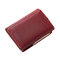 Women Trifold PU Solid Multi-Function Wallet Concise 7 Card Slot Holder Coin Purse - Wine Red