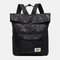 Women Canvas Multifunction Waterproof Casual Patchwork Backpack - Black