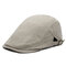 Men Women Retro Solid Cotton Linen Beret Hat Adjustable Casual Wild Forward Hat - Apricot